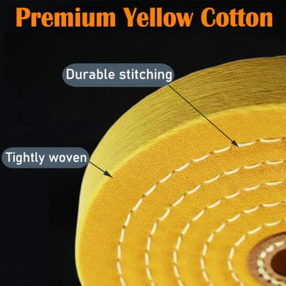 2 Pcs 6" Extra Thick Cotton Buffing Wheel, 5/8" Arbor Hole - style: 6 In Buffing Wheel(2 Pcs Yellow)
