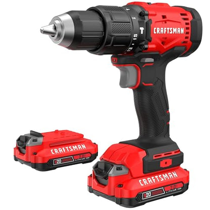 CRAFTSMAN 20V MAX 1/2 Cordless Hammer Drill, Includes 2 Batteries (2 Ah), Charger and Double Ended Bit, Longer Runtime Power Hammer Drill with LED Light (CMCD712D2) - style: NEW 20V MAX Hammer Drill Kit