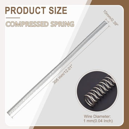 Compression Spring 1x10x305mm, 304 SS Long Extension Spring - size: 1mm x 10mm x 305mm