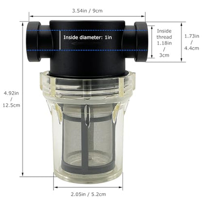 Female NPT in-Line Strainer with 100 mesh Stainless Steel Filter Screen (1" 100 Mesh) - size: 1" 100 Mesh