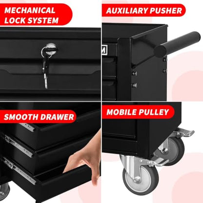 Rolling Tool Chest with Wheels, 7 Drawers Tool Storage Cabinet - color: Black