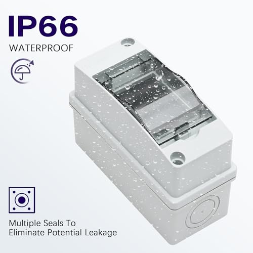 2 Way Distribution Protection Box,ABS/PC Alloy Plastic Transparent Cover Circuit Breaker Box IP66 Waterproof Distribution Box with DIN Rail and Waterproof Connector - size: HT-2