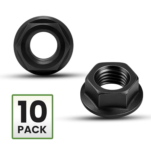 M8 x 1.25 Black Zinc Finish Durable Flange Nuts 10 Pack