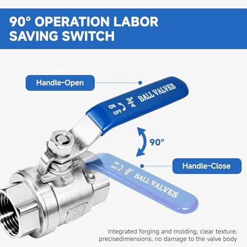 3/4" Full Port Ball Valve 316SS, NPT, 4-Pack - size: 3/4 inch (4 Pack)