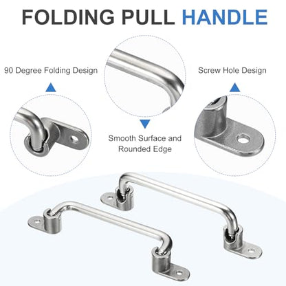 uxcell 304 Stainless Steel Folding Pull Handle (Hole Distance 6") - size: 6 Inch