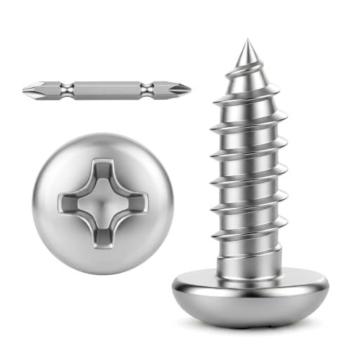 Mellewell #12 x 1/2" Pan Head Self Tapping Screw, Pan Head Sheet Metal Screws Wood Screws, Stainless Steel 304 (18-8), 50 Pack - color: Silver, size: #12 x 1/2"