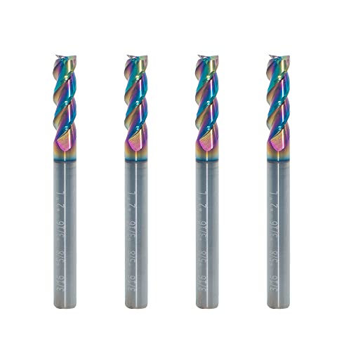 3/16" Carbide Square End Mill, 3 Flute, DLC Coating, 4 Pcs - size: 3/16" (4 Pieces)