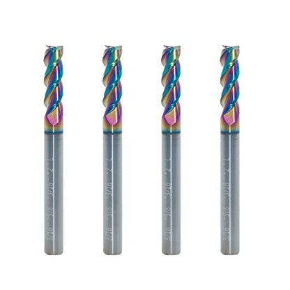 3/16" Carbide Square End Mill, 3 Flute, DLC Coating, 4 Pcs - size: 3/16" (4 Pieces)