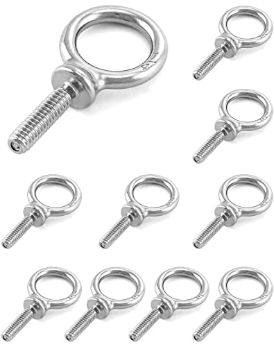 QWORK Eye Bolt, 10 Pack 1/4" - 20 x 1" Marine Grade Stainless Steel Lifting Ring Threaded Eyebolts - color: 10 Pack, size: 1/4" - 20 x 1"