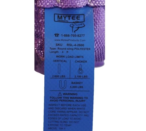 Mytee Products (2 Pack) Polyester Endless Round Sling 6 ft Purple 2600 lb. Vertical Capacity | 2100 lb. Choker | 5200 lb. Basket | Heavy Duty Recovery Sling for Rigging and Towing - color: Purple - Vertical Capacity: 2,600 lbs., size: 6 Feet, style: 2 - P