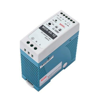 MDR-60-12 AC to DC DIN-Rail Power Supply 12V 5 Amp 60W, Blue+White - size: 12V 5 Amp 60W