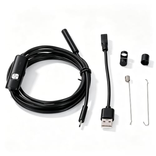 Endoscope Camera, USB Phone Borescope & Industrial Inspection Snake Camera, 7mm Probe with 6 LED Lights, IP67 Waterproof, for Android, Windows, and Pipe Sewer Drain (1 Meter / 3.3ft)