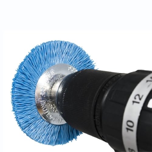 Benchmark Abrasives 3” Mounted Nylon Wire Wheel, Fine Grit, 1/4" Drill Shank, Perfect for Rust or Paint Removal Sanding Finishing on Wood Fiberglass Plastics - (Blue, 3") - color: Blue, size: 3"