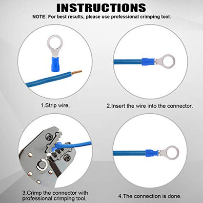 Glarks 360pcs 22-16/16-14/12-10 Gauge Quick Disconnect Electrical Insulated Spade Fork Ring Solderless Crimp Terminals Connectors Assortment Kit