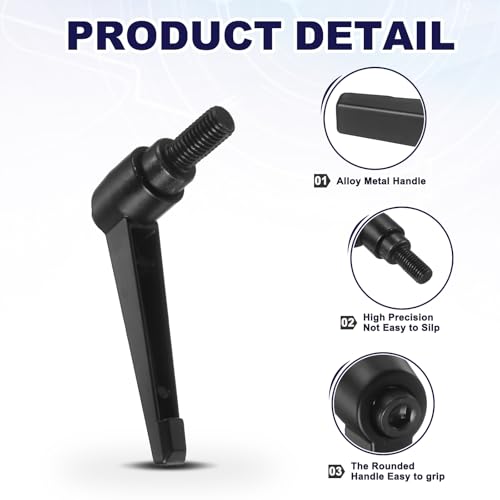 uxcell 2Pcs Adjustable Clamping Lever Handles, M12x25mm Zinc Alloy Male Thread Stud Knobs with Nuts Quick Release Bolt Rotating Screw Handles for Lathes Woodworking, Black - size: M12x25mm
