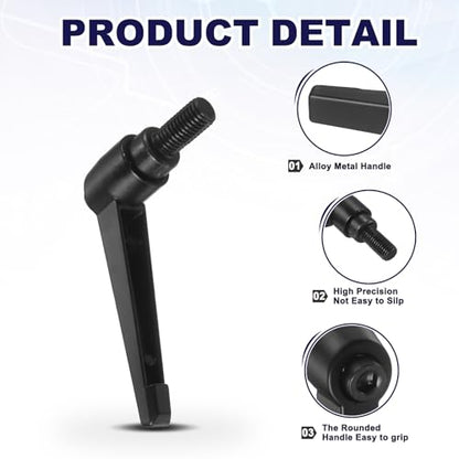 uxcell 2Pcs Adjustable Clamping Lever Handles, M12x25mm Zinc Alloy Male Thread Stud Knobs with Nuts Quick Release Bolt Rotating Screw Handles for Lathes Woodworking, Black - size: M12x25mm