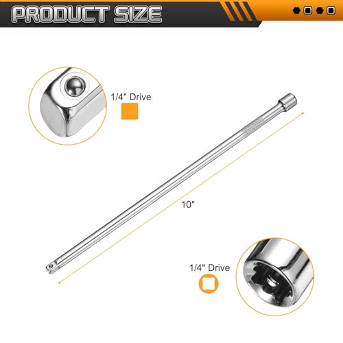 HARFINGTON 1pcs Socket Extension Bar 1/4" Drive 10" Long Extension Bars - size: 1/4" x 10"