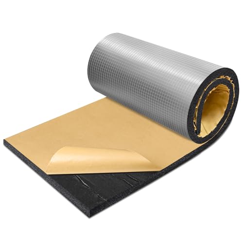 TroyStudio Sound Proof Closed Cell Foam, Self-Adhesive 13" x 39" Heat Shield Acoustic Rubber Foam Sheet - Waterproof Noise Vibration Thermal Insulation Roll for Home, Car, HVAC, Pipe, Machine - color: Black, Rubber Foam, size: 13" x 39" x 0.6"
