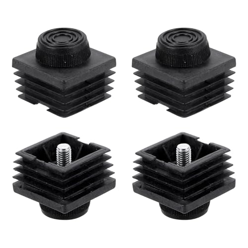 DTGN 40x40mm(LxW) Adjustable Leveling Feet - 4Sets - Good for Furniture - Square Insert Kit Furniture Glide - Black