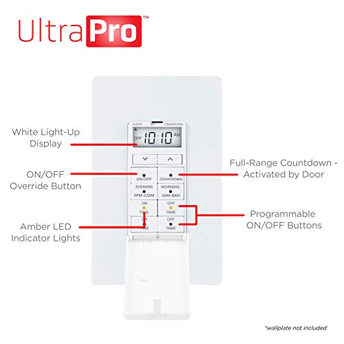 UltraPro in-Wall Digital Timer Switch, Countdown, Custom On/Off, 1 Pack - style: 24HR Digital Timer