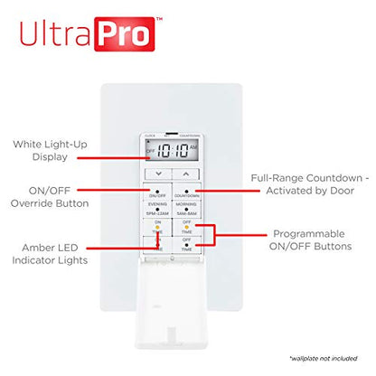 UltraPro in-Wall Digital Timer Switch, Countdown, Custom On/Off, 1 Pack - style: 24HR Digital Timer
