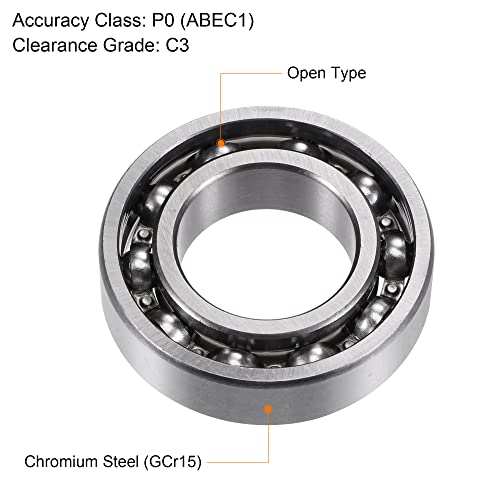 uxcell 6005 Deep Groove Ball Bearings 25x47x12mm Chrome Steel, Open Type - size: 25x47x12mm