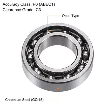 uxcell 6005 Deep Groove Ball Bearings 25x47x12mm Chrome Steel, Open Type - size: 25x47x12mm