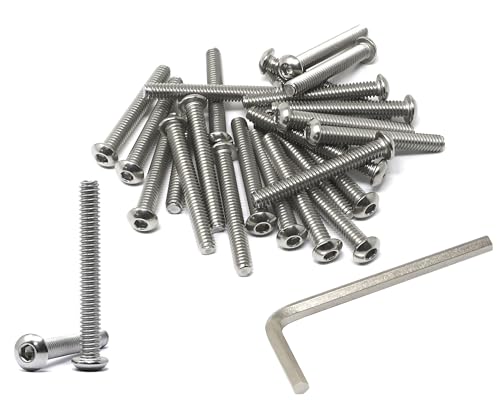 iexcell 25 Pcs 1/4-20 x 2 Stainless Steel 304 Hex Socket Button Head Cap Screws Bolts Kit - size: 1/4-20 x 2"