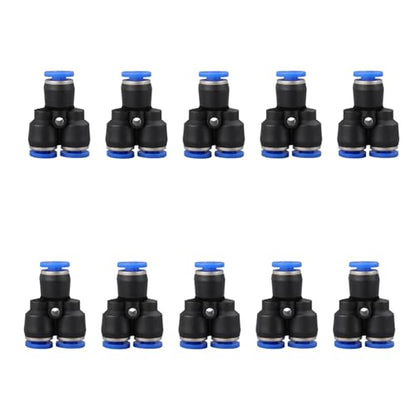 6mm OD Y splitter Push to connect Fittings,push to connect air fittings, air line push connectors (10 Pcs) - size: 0.236", style: Y spliter Union