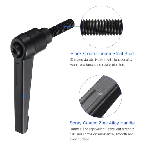 uxcell 4pcs Clamping Lever Handles, M6 x 20mm Black Oxide Carbon Steel Threaded Male Stud, Adjustable Handles Locking Quick Release Ratchet Push Button Bolt Knobs, Black - size: M6 x 20mm