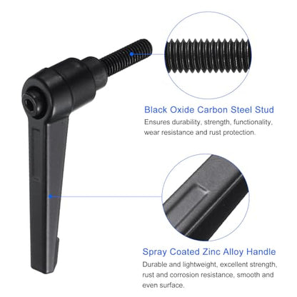 uxcell 4pcs Clamping Lever Handles, M6 x 20mm Black Oxide Carbon Steel Threaded Male Stud, Adjustable Handles Locking Quick Release Ratchet Push Button Bolt Knobs, Black - size: M6 x 20mm