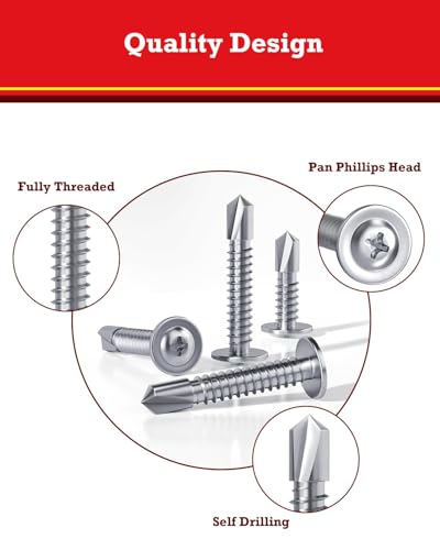 250PCS Self Tapping Screws for Metal, 410 Stainless Steel Sheet Metal Screws, #8 Assorted Round Self Drilling Screws Set for Metal Sheets, Wood, (1/2", 5/8", 3/4", 1", 1-1/4", 1-1/2", 2") - size: 250PCS