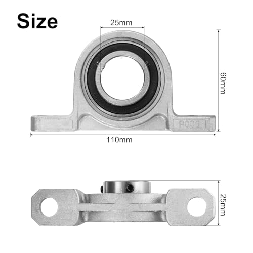 uxcell 4pcs KP005 Pillow Block Bearings 25mm Bore Bearing Units Zinc Alloy Flange Mounted Bearing Housing, P6(ABEC3) - size: KP005