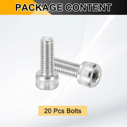 PATIKIL #10-32 x 1/2" Socket Head Cap Screws Bolts, 20Pcs 304 Stainless Steel Hex Head Metric Screws for Door Road Bicycle Mountain Bike Auto Ship Communication Equipment, Silver - size: 1/2 inch