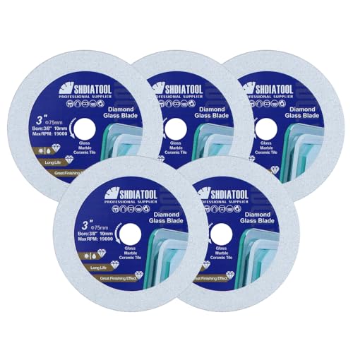 SHDIATOOL 3 Inch Diamond Glass Cutting Disc, Ultra-Thin Tile Blade, 5 Pack - size: 3inch/75mm