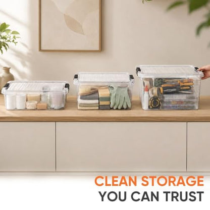 Superio 11 Quart Clear Plastic Storage Boxes with Lids, Stackable Organizer Containers, BPA-Free Storage Bins for Home, Office, School & Dorm, 1 Pack - size: 14.15" x 10" x 6.5"