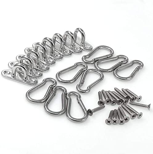 Stainless Steel 1.8 inch Pad Eye Plate U Hooks + Stainless Steel Snap Hook,Marine Hardware Staple Hook Loop with Screws, 4 Pack - size: 4 Pack