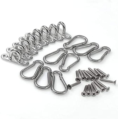 Stainless Steel 1.8 inch Pad Eye Plate U Hooks + Stainless Steel Snap Hook,Marine Hardware Staple Hook Loop with Screws, 4 Pack - size: 4 Pack