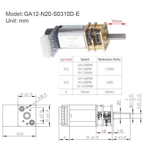 2Pcs DC 12V 3000RPM N20 Encoder Motor High Torque 3-12V 7.5-3000RPM Geared Motor for DIY Projects (12-3000) - style: 12V 3000 RPM