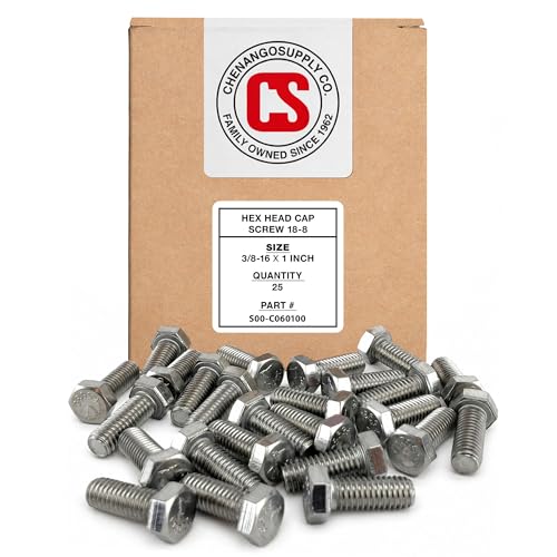 Chenango Supply 3/8-16 x 1 Stainless Steel Hex Head Bolts - size: 3/8-16 X 1"