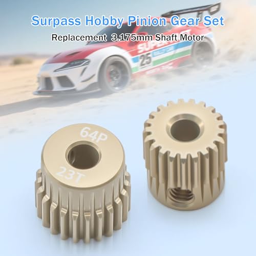 Surpass Hobby 64DP Pinion Gear 3.175mm 21T 22T 23T 24T 25T Motor Gears for 1/10 RC Car Brushed Brushless Motor Parts - size: 21T 22T 23T 24T 25T