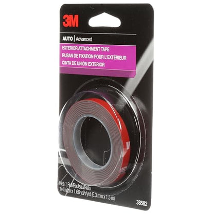 3M Auto Exterior Attachment Tape, 1/4 in x 5 ft, Heavy Duty Double-Sided Automotive Tape for Car Trim, Moldings, Emblems, and Badges (38582) - size: 1/4 in. x 5 ft.