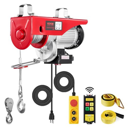 VEVOR Electric Hoist, 2200 lbs 120V Electric Winch with 328 ft Wireless & 14 ft Wired Remote Control, 40 ft Single Cable Lifting Height, Single/Double Slings, Lift Hoist for Garage Warehouse Factory - size: 2200LBS Wireless/Wired