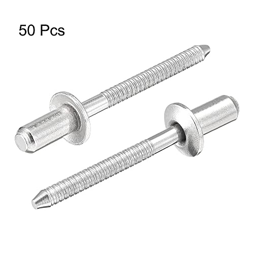 uxcell Blind Rivets, 304 Stainless Steel Pull Rivets Core Decoration Rivets 4.8mm Diameter 10mm Grip Length Close End Silver Tone, 50pcs - size: 4.8mm x 10mm