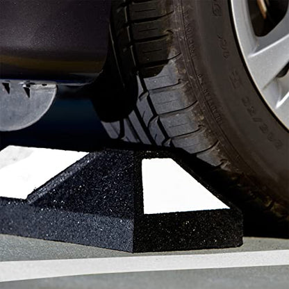 SmartSign Rubber Parking Curb, (Pack of 10) Heavy Duty Parking Stops with White Reflective Stripe Chevrons, 72" Long (6ft), Wheel Stops for Parking Lots/Garage/Cars/Trucks, Pre-Drilled Holes - color: 4. Black/White Pack of 10