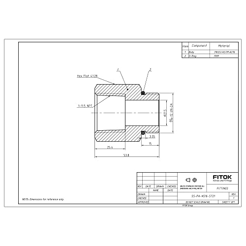 316 Stainless Steel Pipe Fitting Adapter 1'' Female NPT × 1 5/16-12 Male SAE/MS Straight Thread, 2900 psi, SS-PA-NS16-ST21 - size: 1'' FNPT × 1 5/16-12 Male SAE/MS Straight Thread