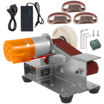 Mini Sander, 15 Electric Grinder, 7-Speed Knife Sharpener, Heavy Duty Sander w/30 Sanding Belts, Electric Grinding Machine for Metal Jewelry