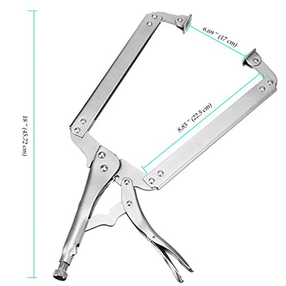 NINGWAAN 2 PCS 18 Inch C Clamp Locking Pliers, Heavy Duty C Locking Pliers with Swivel Pad, Welding Vise Grip Clamps Face Clamps for Woodworking and Welding
