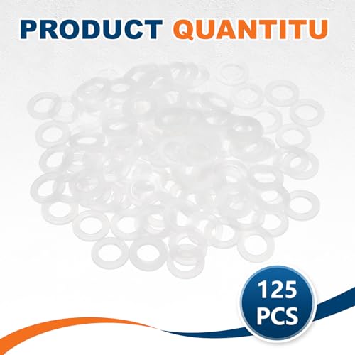 PATIKIL 125 Pcs Nylon Flat Washer M6 6mm ID 10mm OD 1mm THK White - color: White, size: 6mm x 10mm x 1mm
