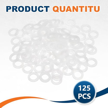PATIKIL 125 Pcs Nylon Flat Washer M6 6mm ID 10mm OD 1mm THK White - color: White, size: 6mm x 10mm x 1mm